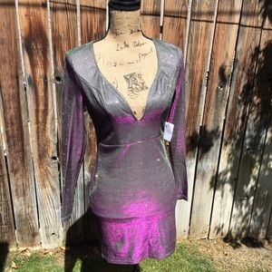 Charlotte Russe Holographic Silver Bodycon Dress